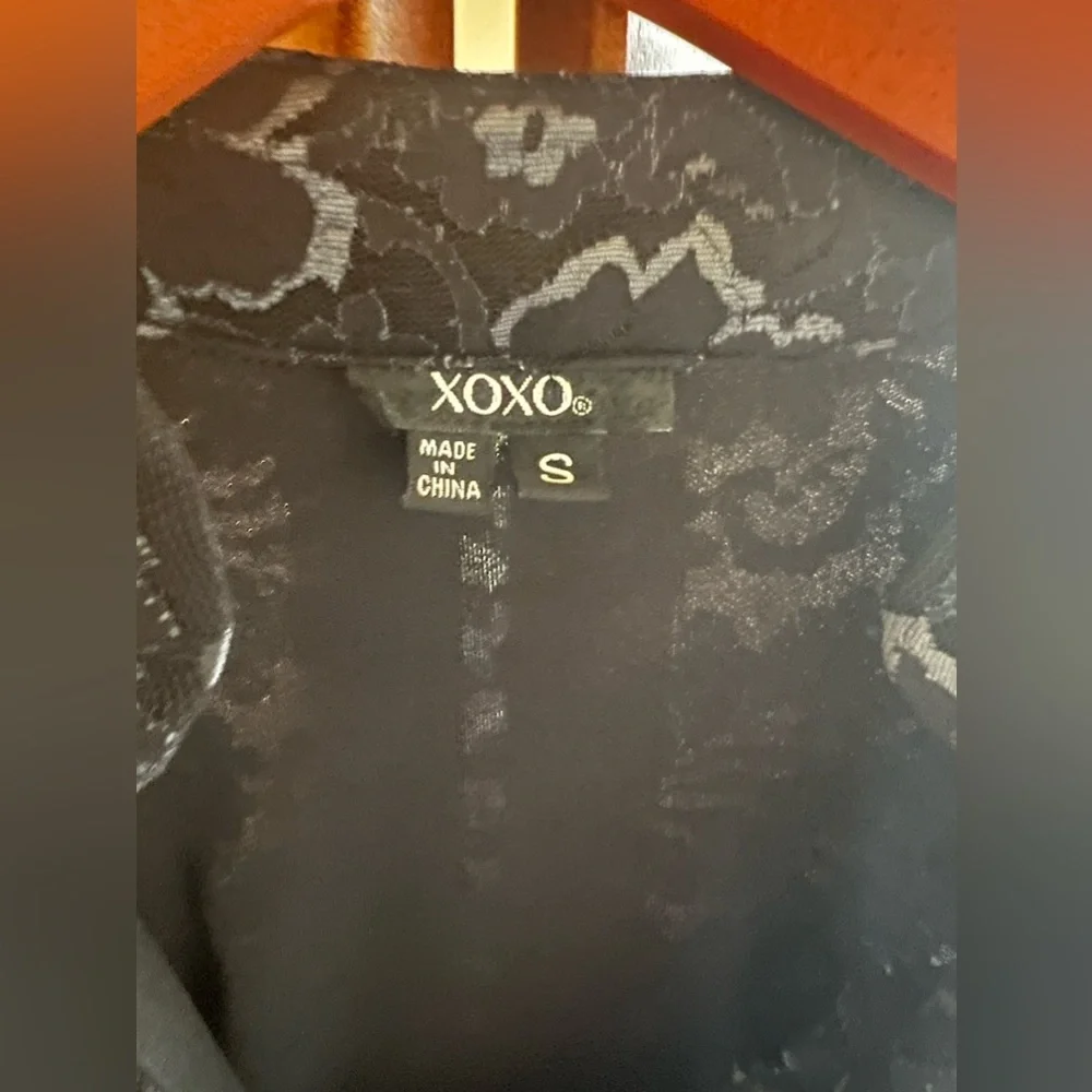 Xoxo y2k vintage black lace open front mandarin collar ruched tank top - Picture 6 of 8